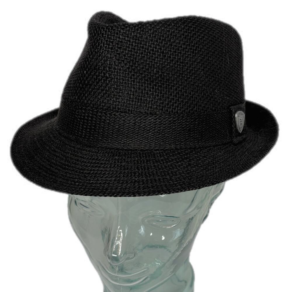 DOBBS Fedora Hat Black Linen Summer Hat Men's Size Small